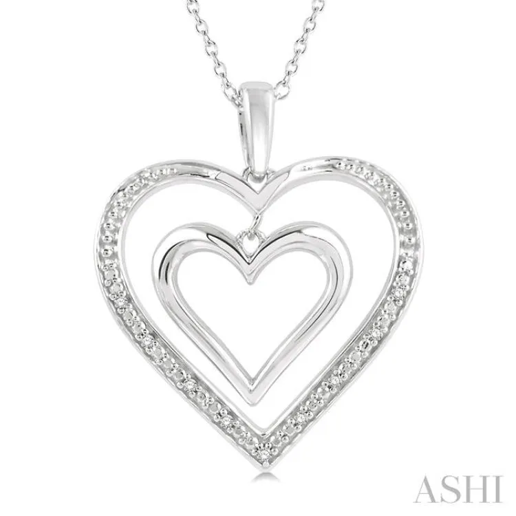 1/50 ctw Twin Heart Round Cut Diamond Pendant With Chain in Silver