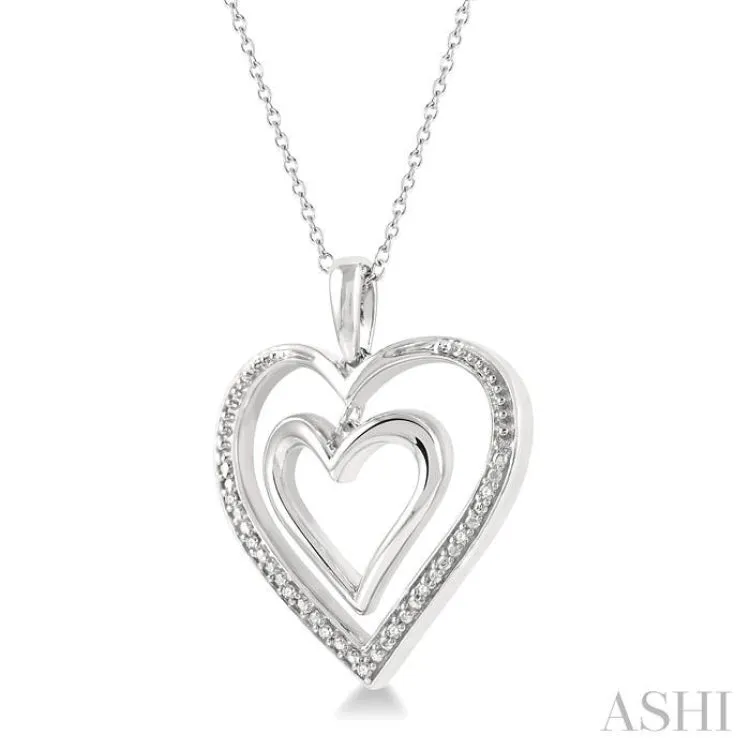 1/50 ctw Twin Heart Round Cut Diamond Pendant With Chain in Silver