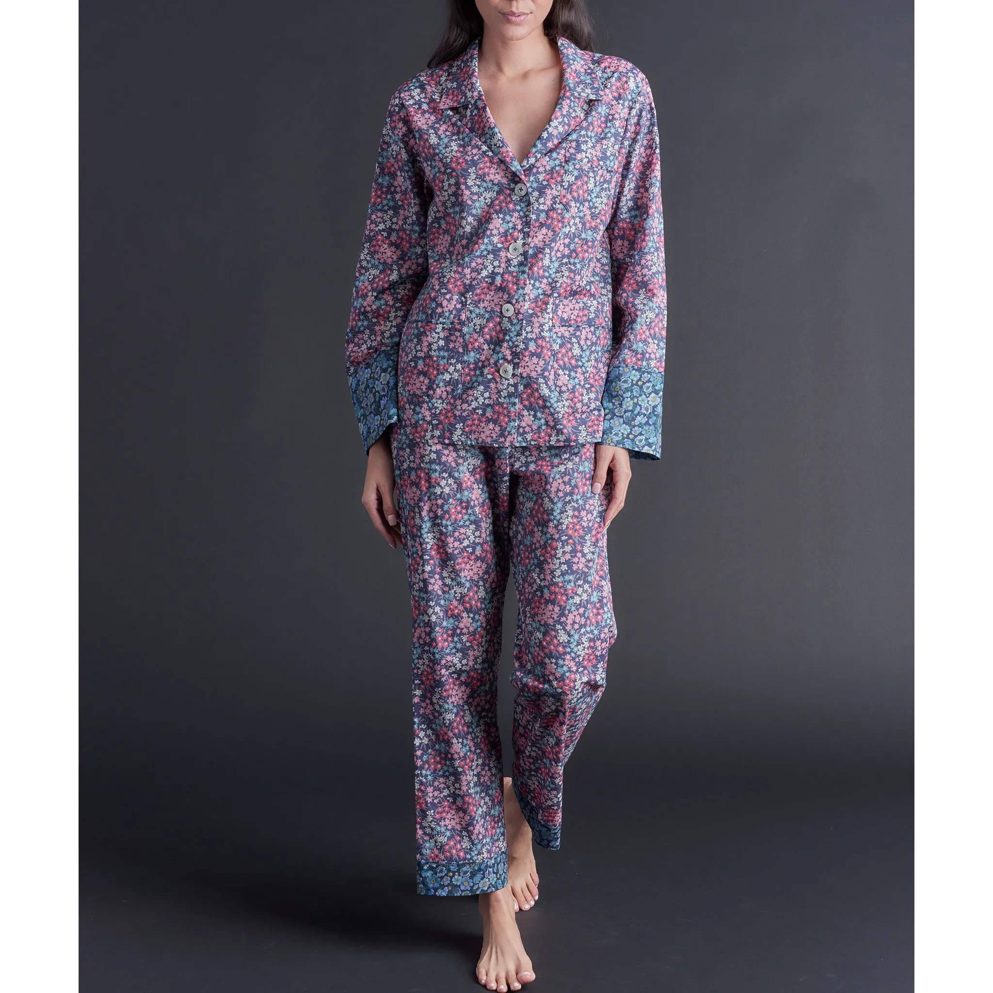 Annabel Pajama Top in Sea Blossom Liberty Print Cotton Tana Lawn