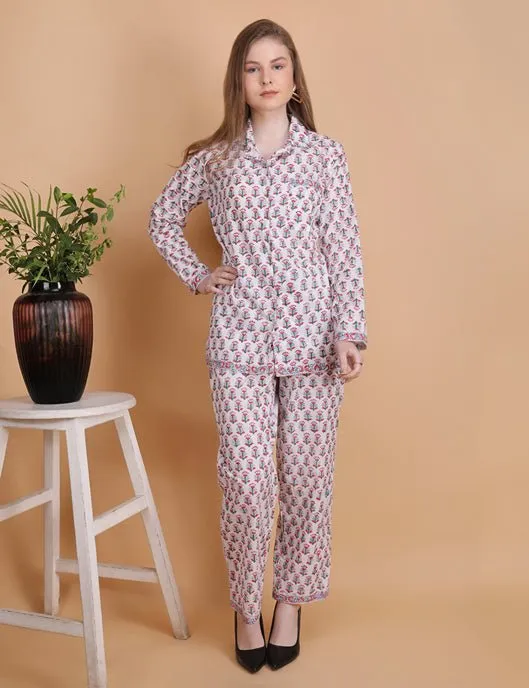 Aria- Hand Block Print Cotton Pyjama Set