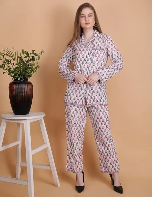 Aria- Hand Block Print Cotton Pyjama Set