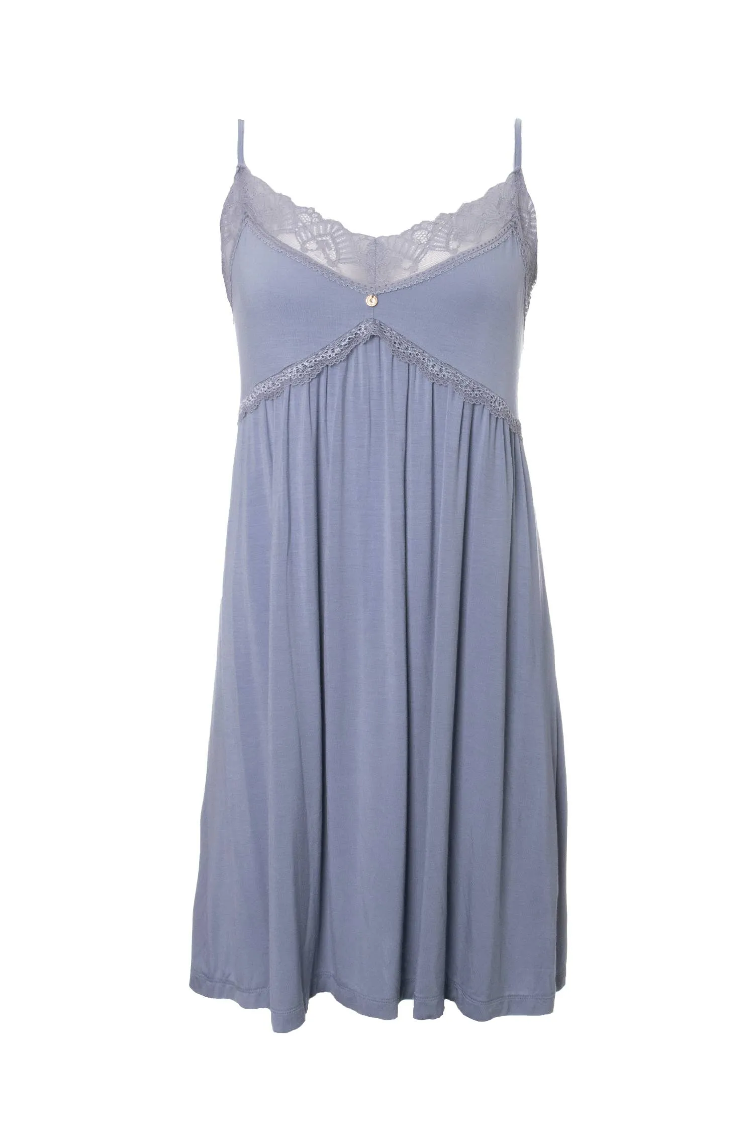 Bamboo Lace Nightie - Blue Mist