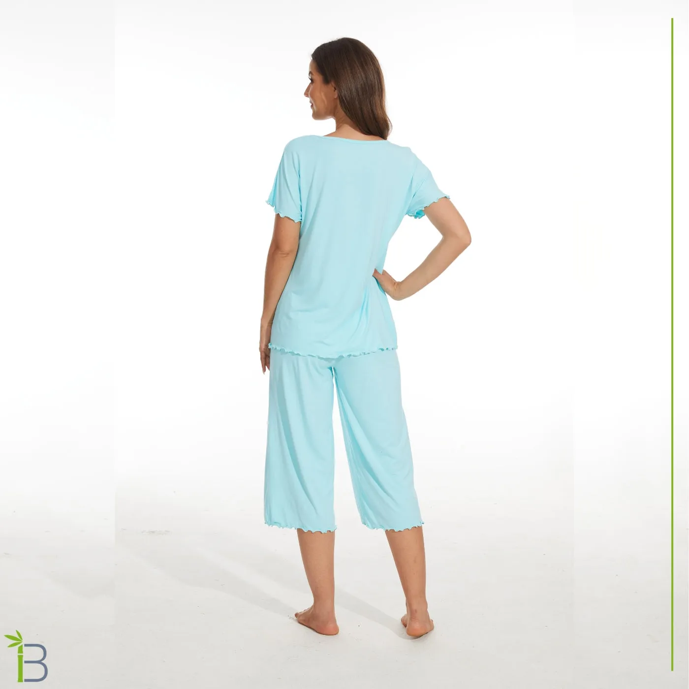 Bamboo Viscose Pajama Set - Short Sleeve Pajama with Capri Bottoms