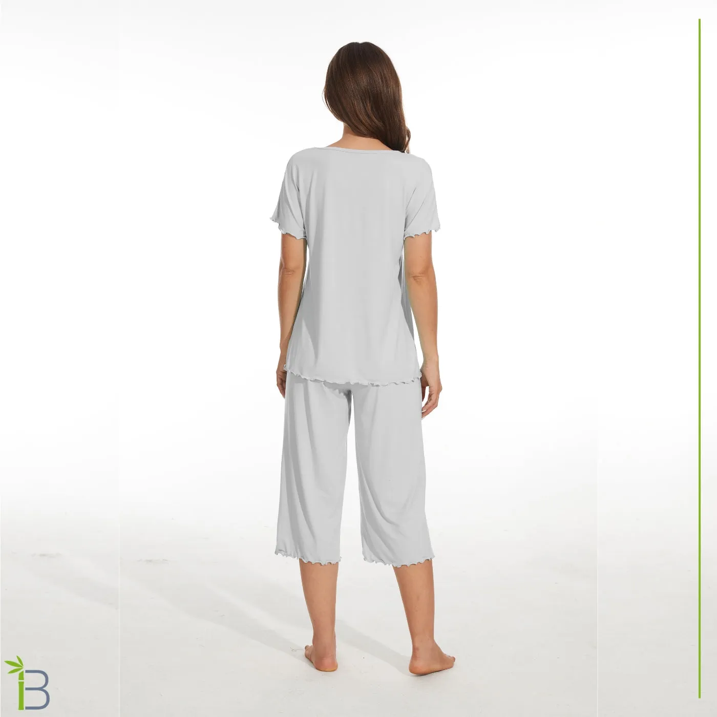 Bamboo Viscose Pajama Set - Short Sleeve Pajama with Capri Bottoms