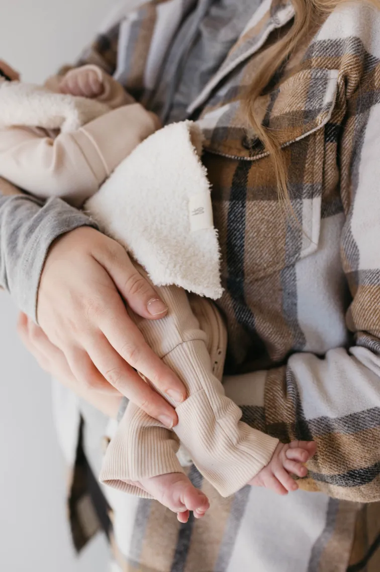 Bamboo Zip Pajamas | Ribbed Cream