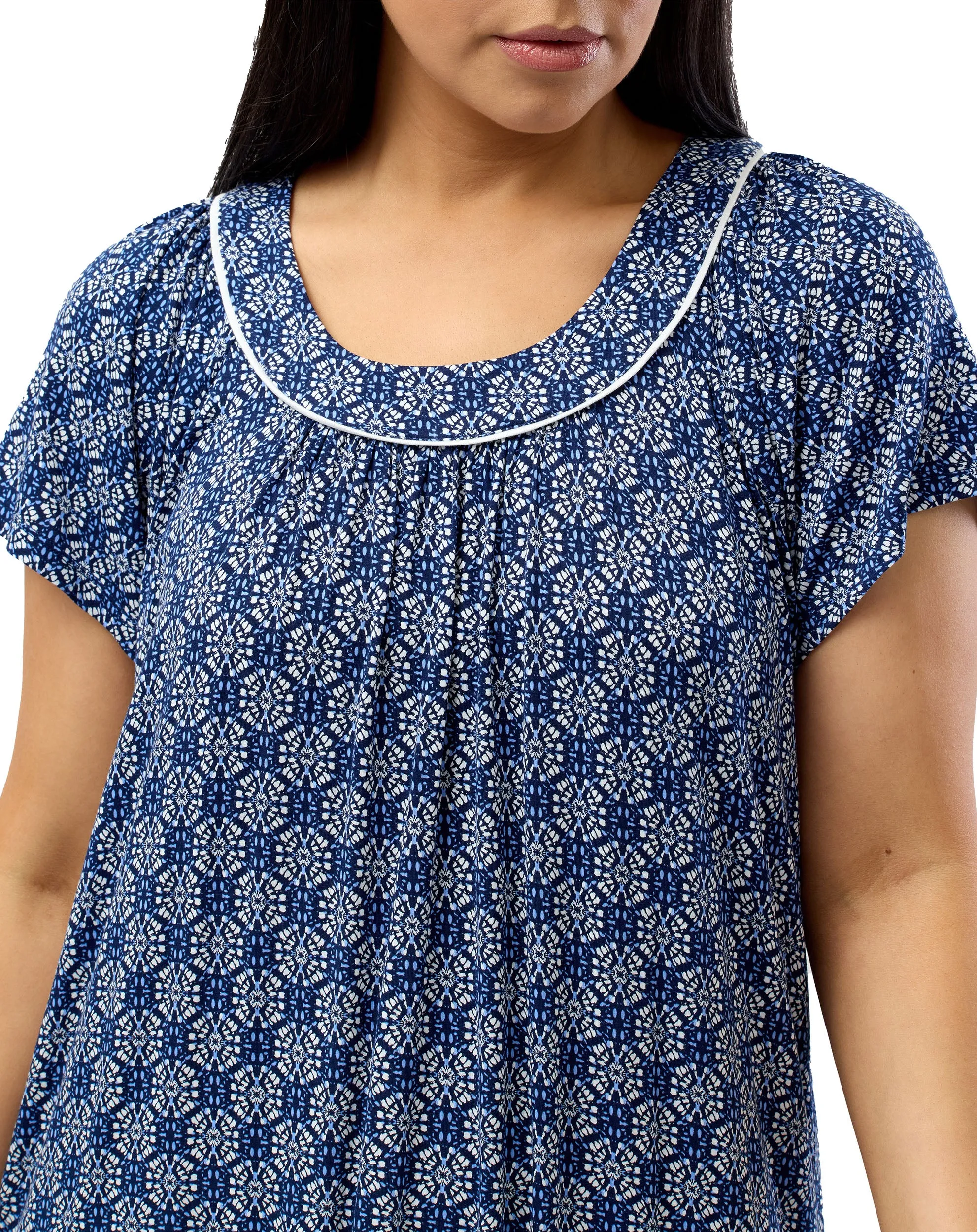 Batik Short Sleeve Nightdress Navy