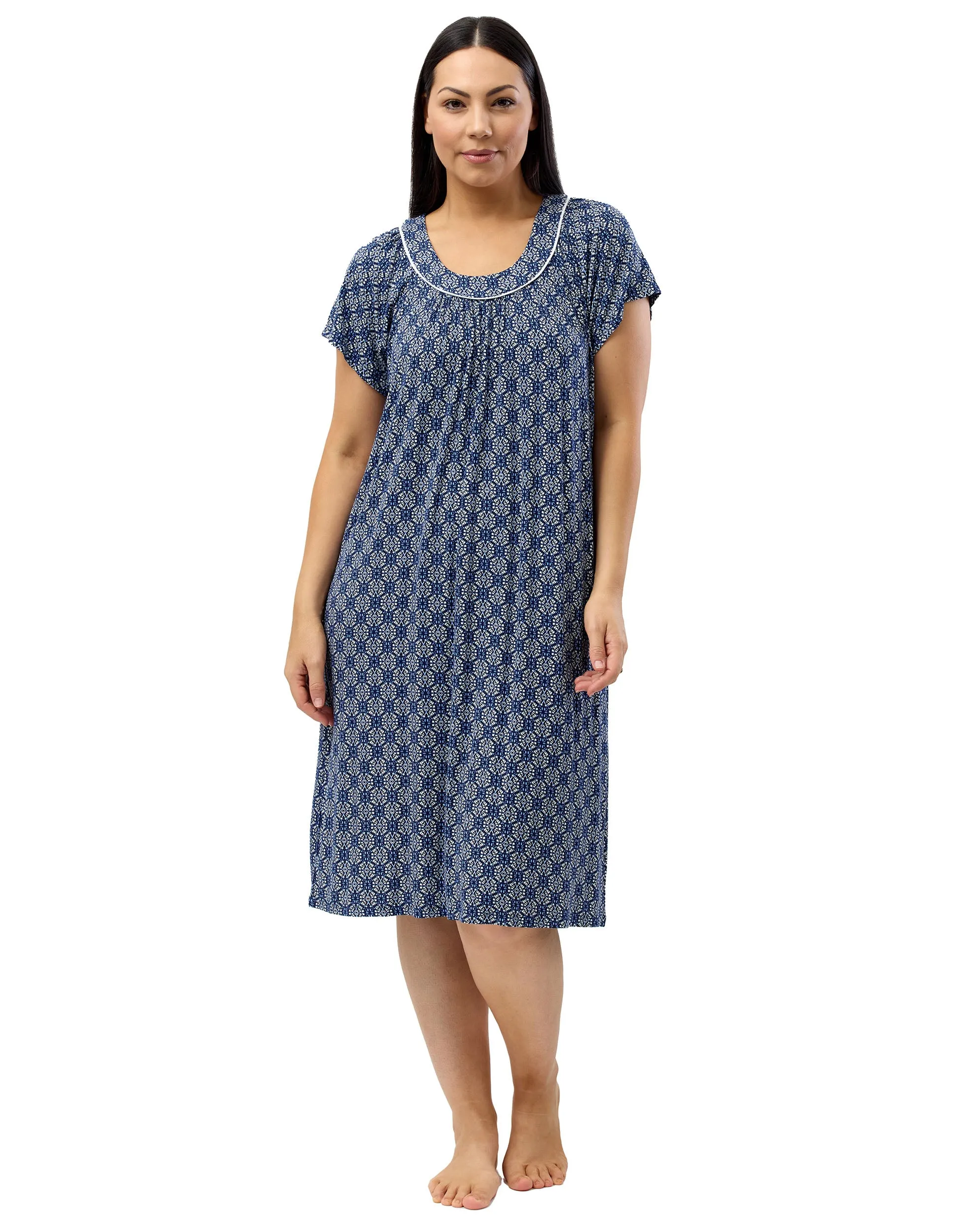 Batik Short Sleeve Nightdress Navy