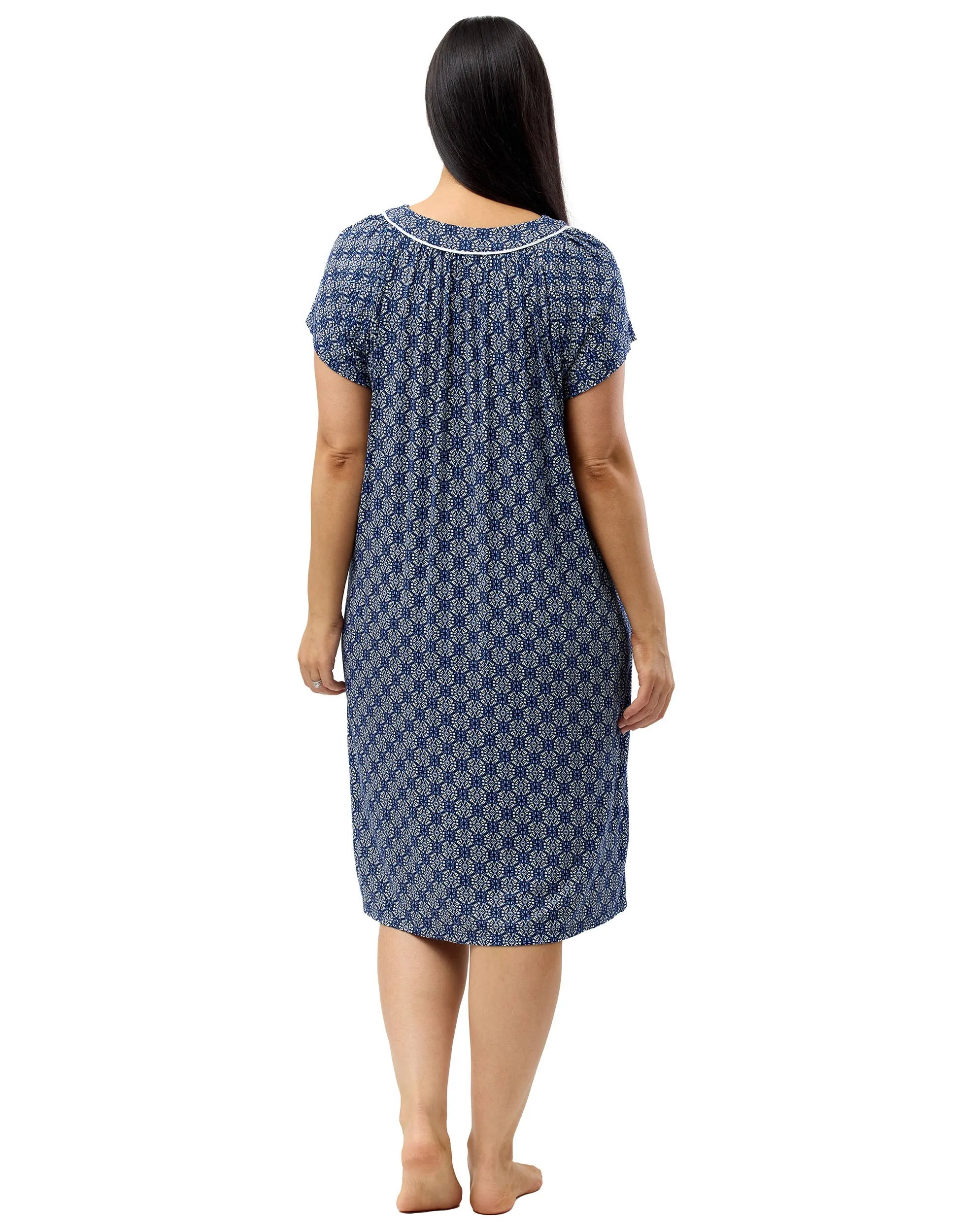 Batik Short Sleeve Nightdress Navy