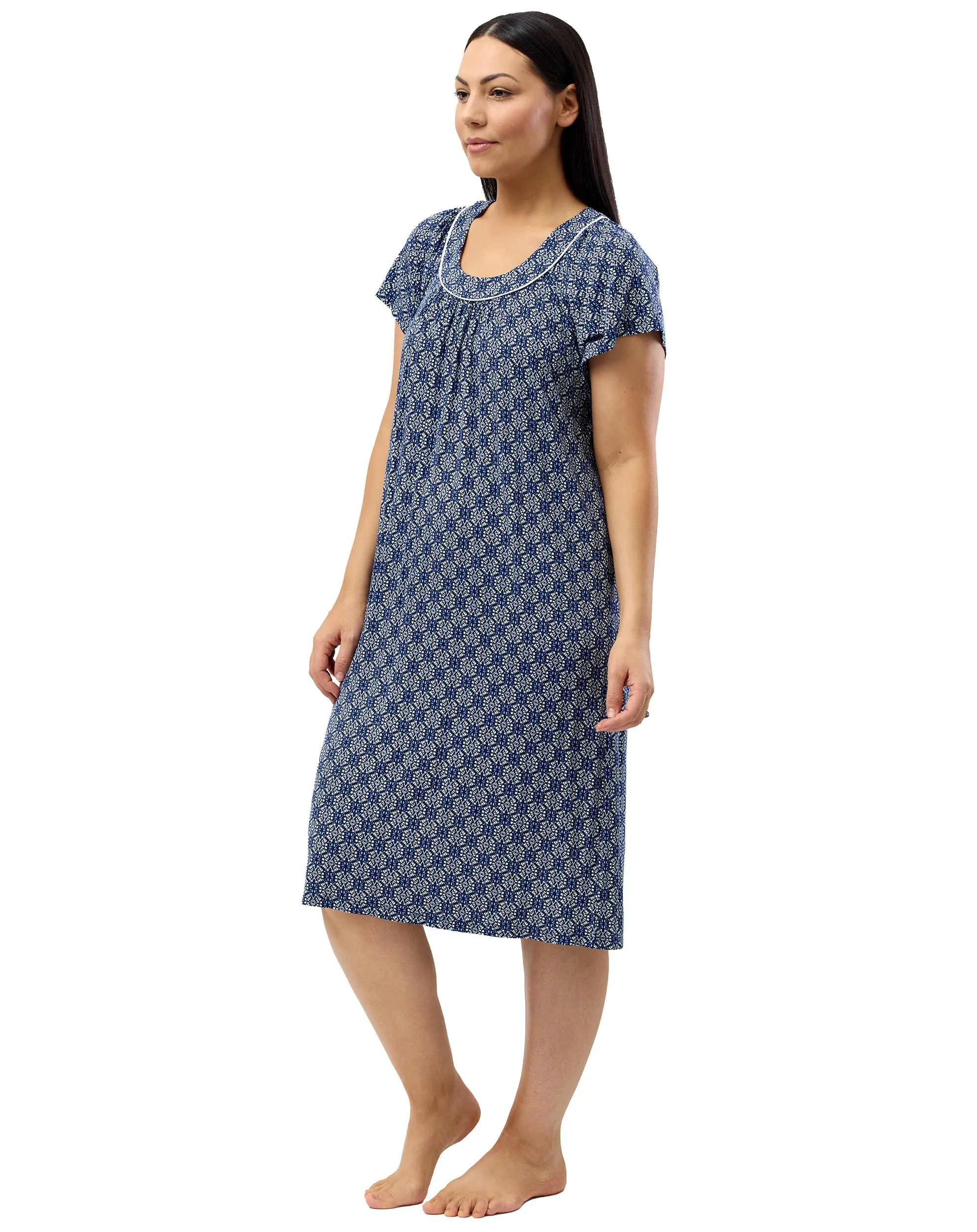 Batik Short Sleeve Nightdress Navy