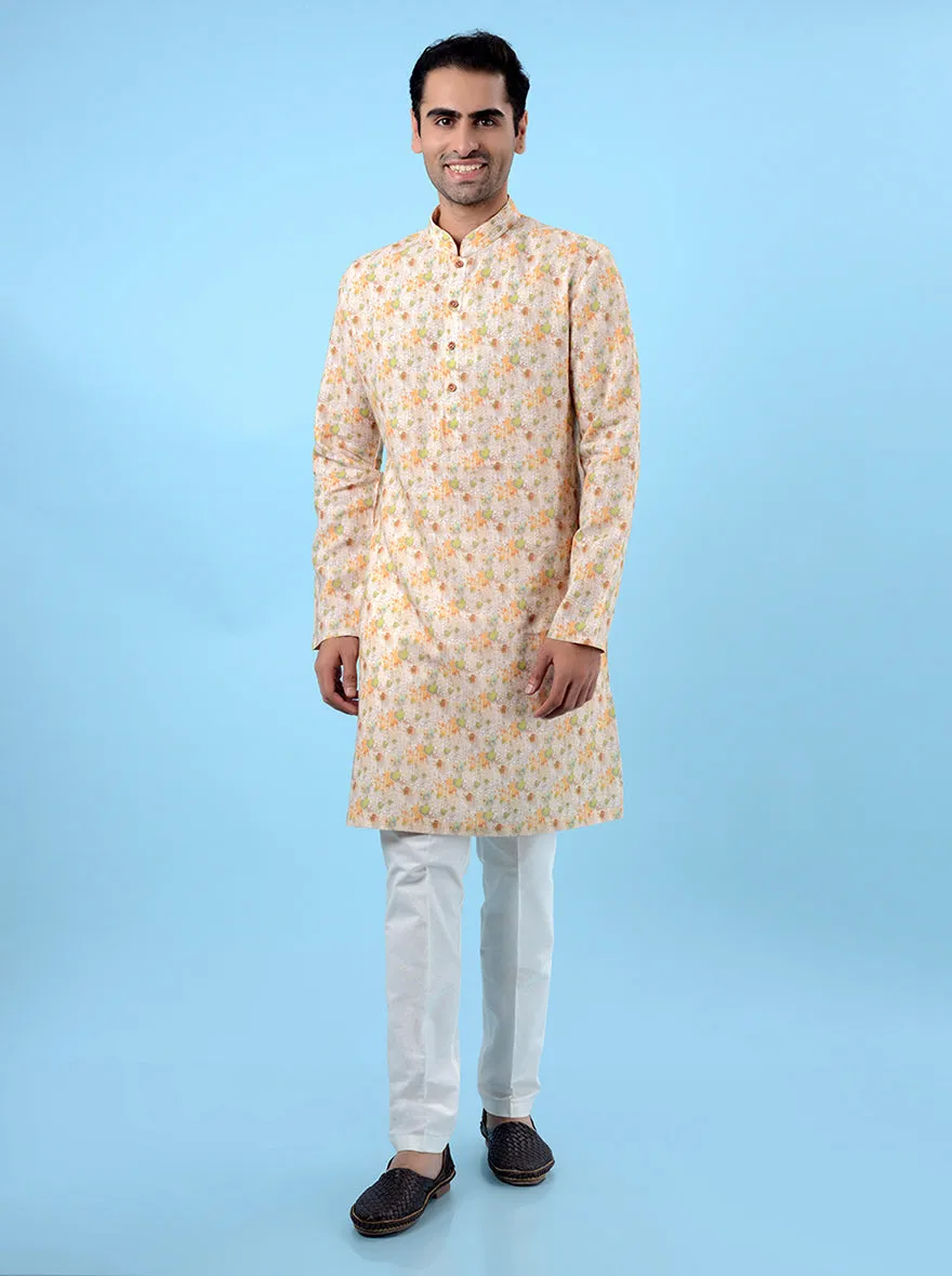 Beige Multi  Kurta Pajama | TULA