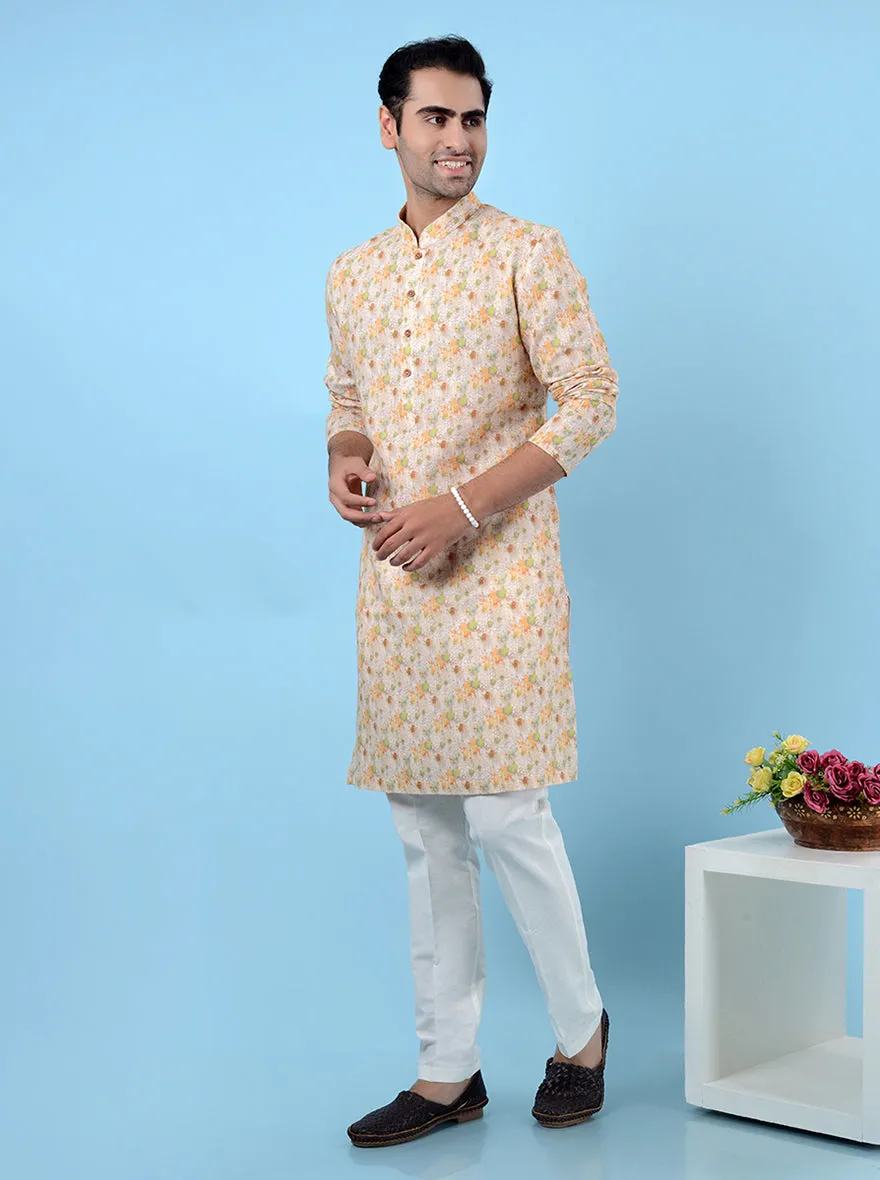 Beige Multi  Kurta Pajama | TULA