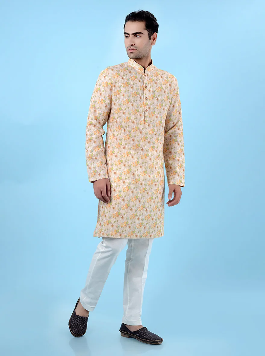 Beige Multi  Kurta Pajama | TULA