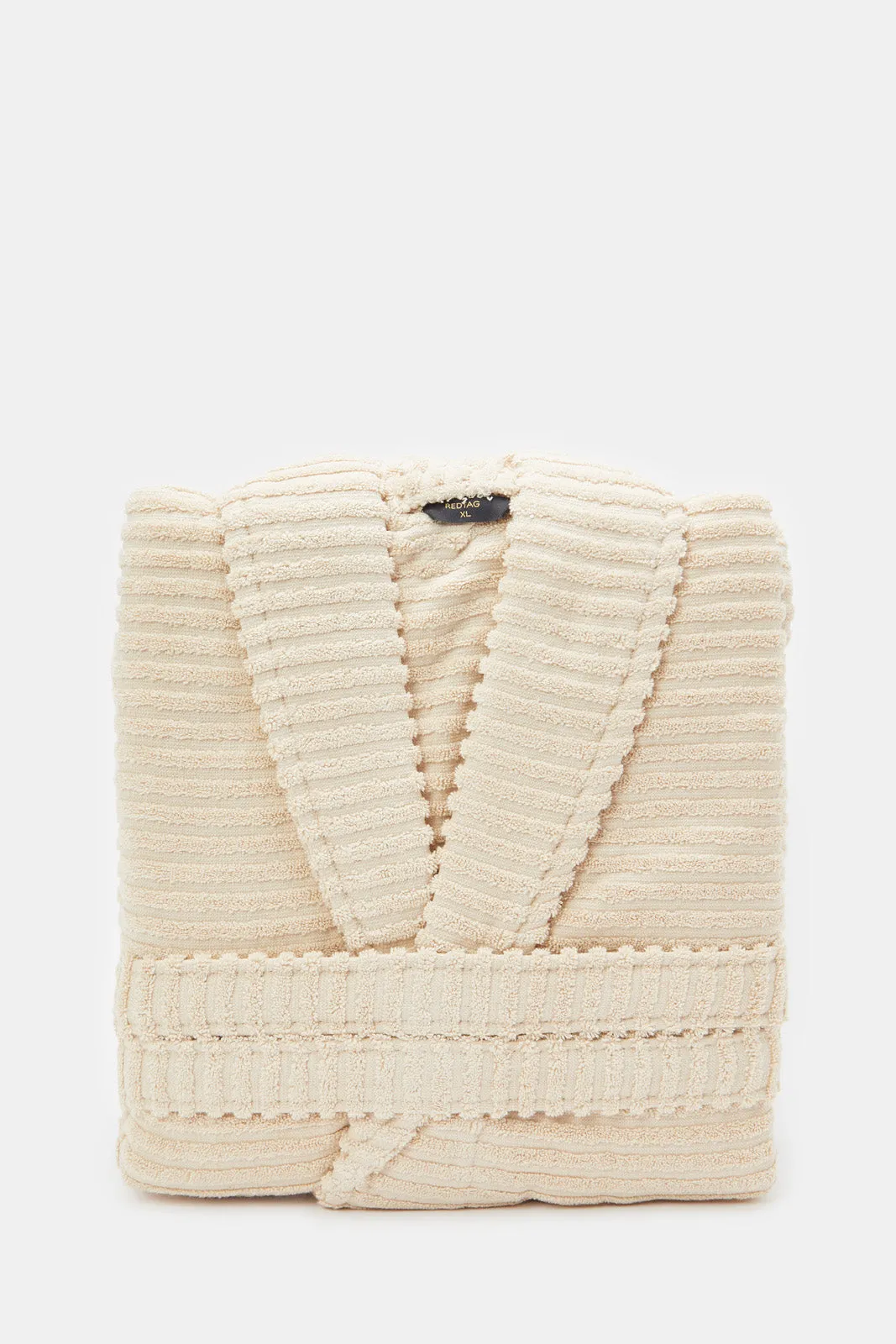 Beige Ribbed Bathrobe