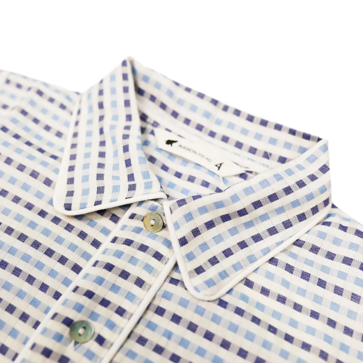 Blue & White Gaspard Short-Sleeve Buttondown Pajamas