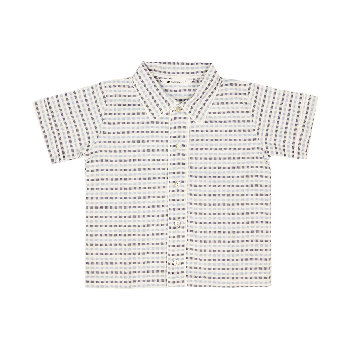 Blue & White Gaspard Short-Sleeve Buttondown Pajamas