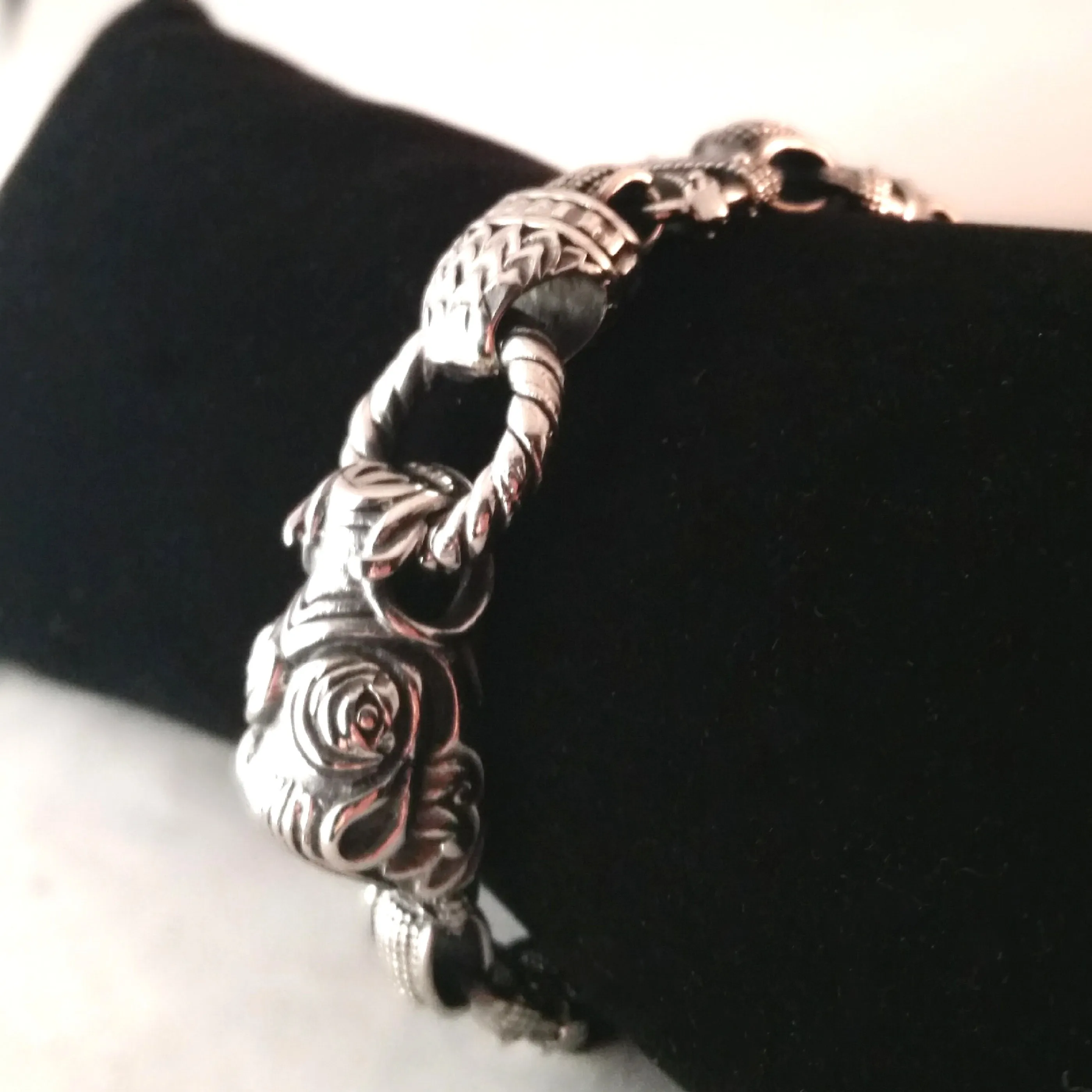 Boar Bracelet Silver Chain Mens Norse Viking Style