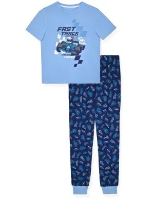 Boys 2-Piece Short-Sleeve Jersey Pajama Pants Set- Fast Track.