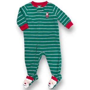 Boys Carter's Size 6 Months Green Fleece Santa Footie Pajamas