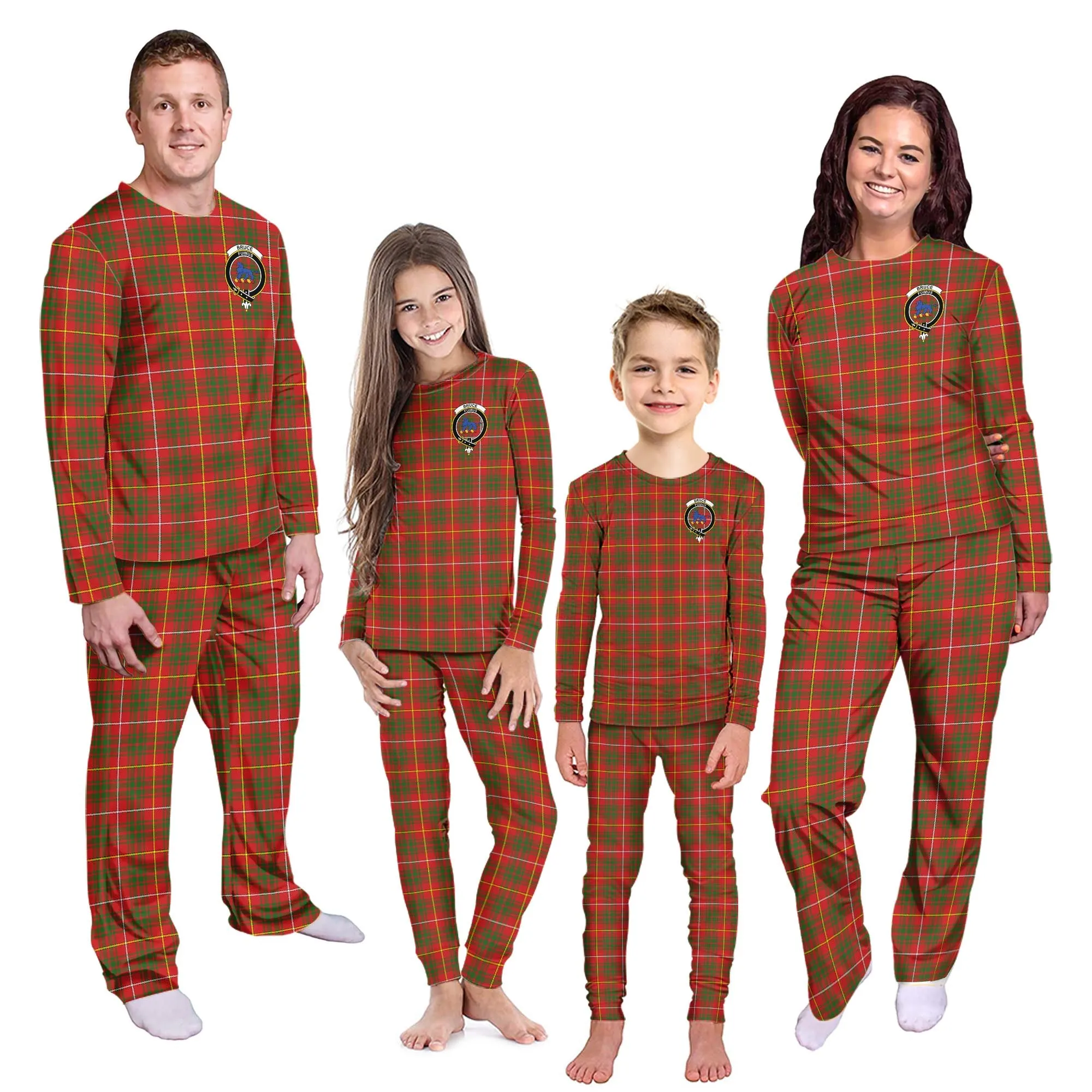 Bruce Modern Tartan Pajamas Family Set with Family Crest