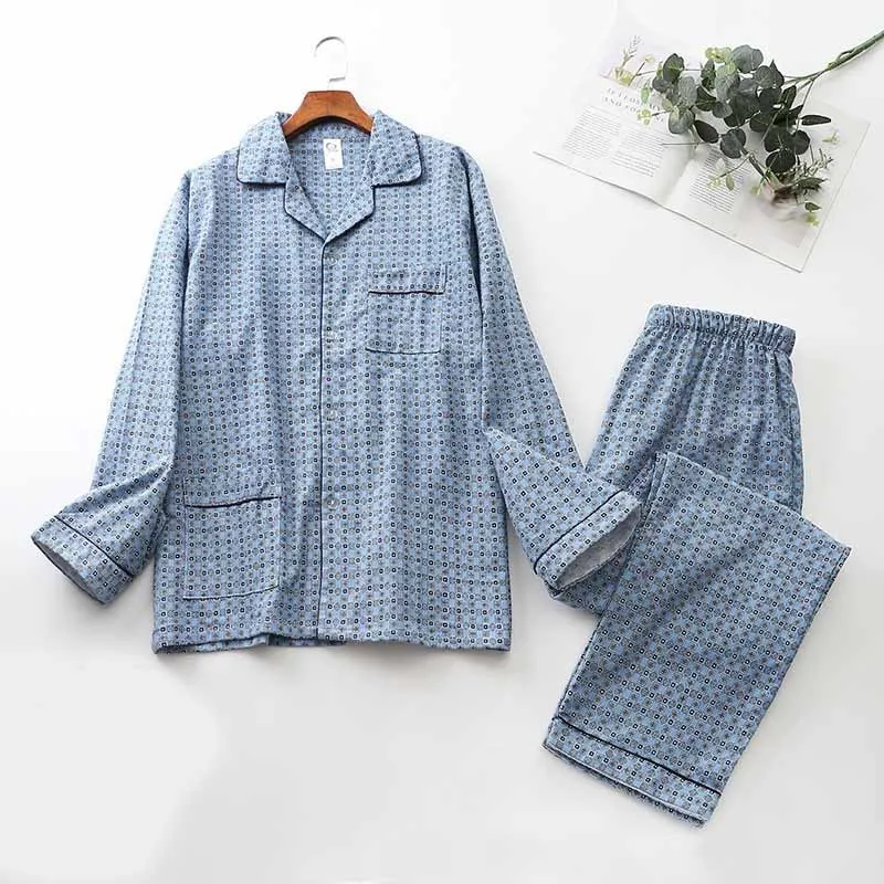 Brushed Cloth Long-sleeved Lapel Pajama Set