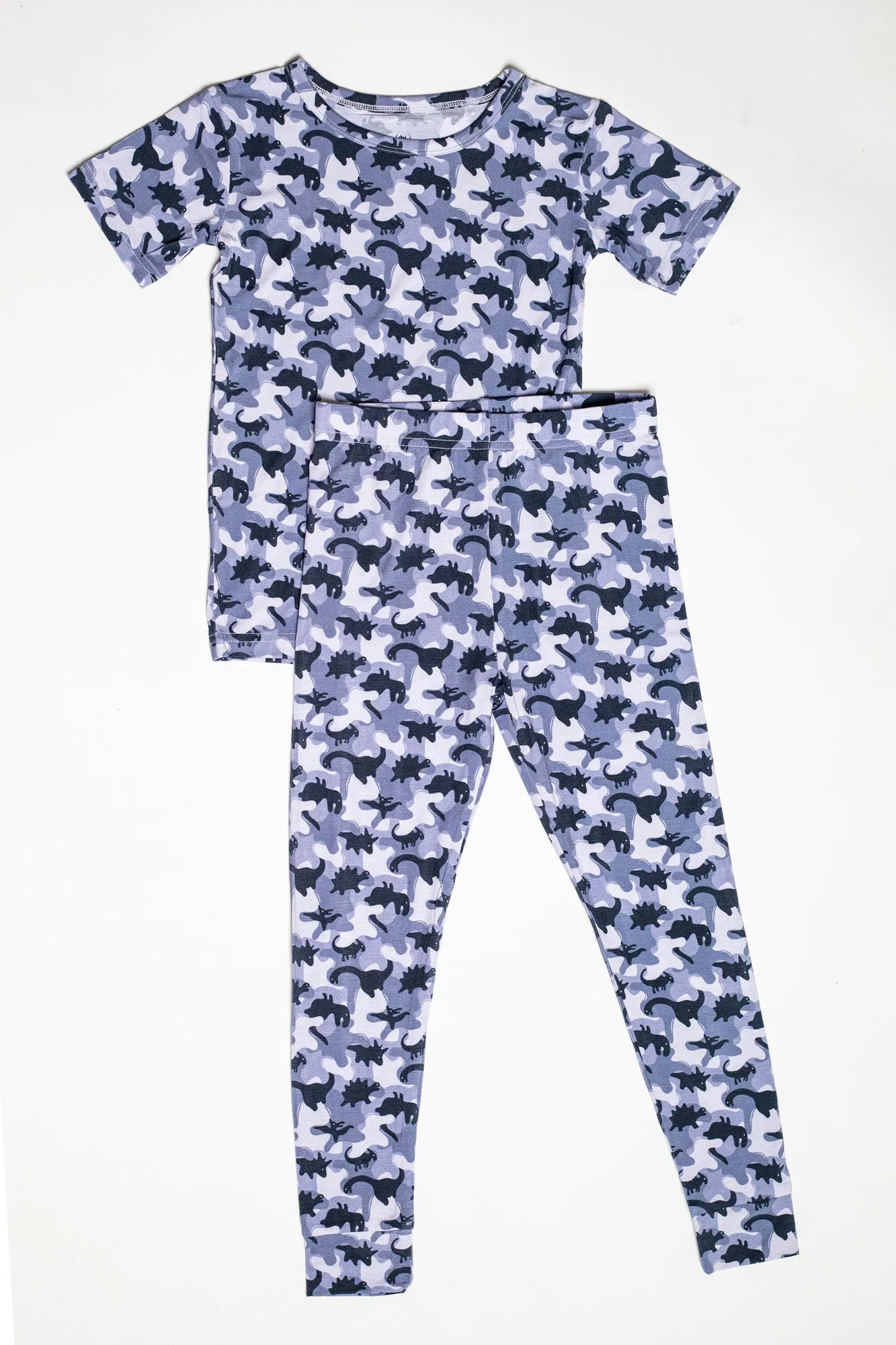 Camo Dinosaur Bamboo Pajamas Short Sleeve Set