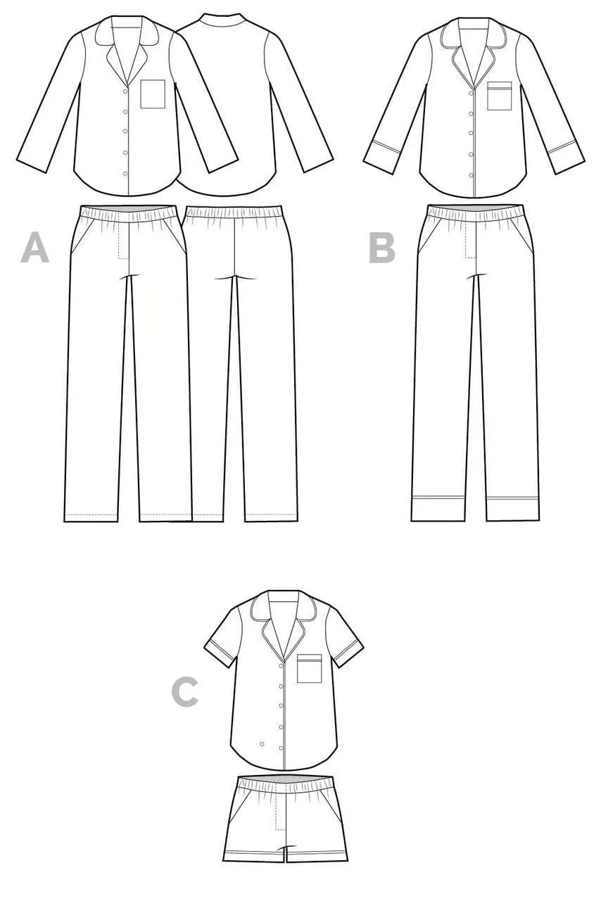 Carolyn Pajamas - Closet Core Patterns - Sizes 0-20