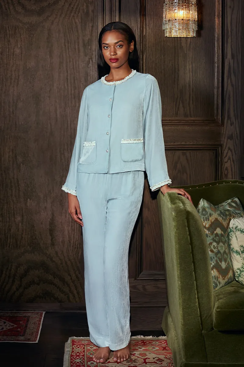 CHARLOTTE VELVET PAJAMA SET IN BLUE