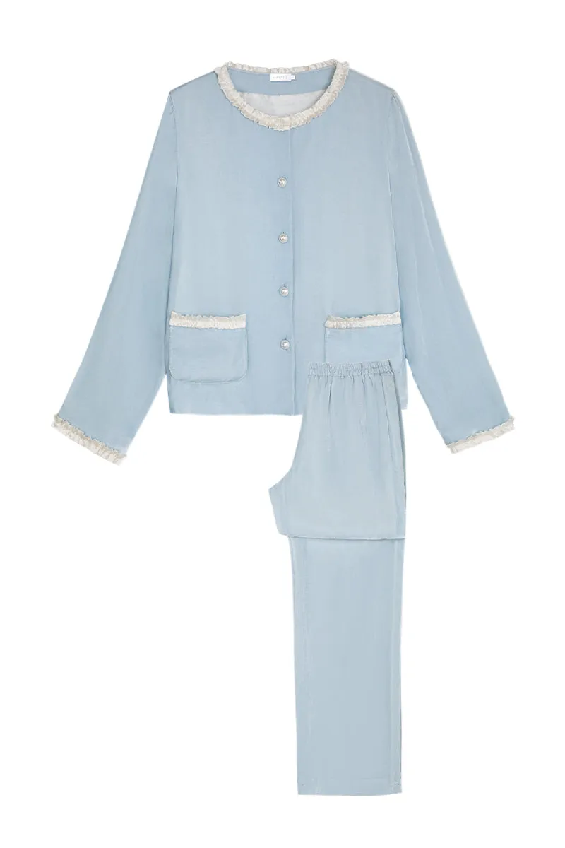 CHARLOTTE VELVET PAJAMA SET IN BLUE