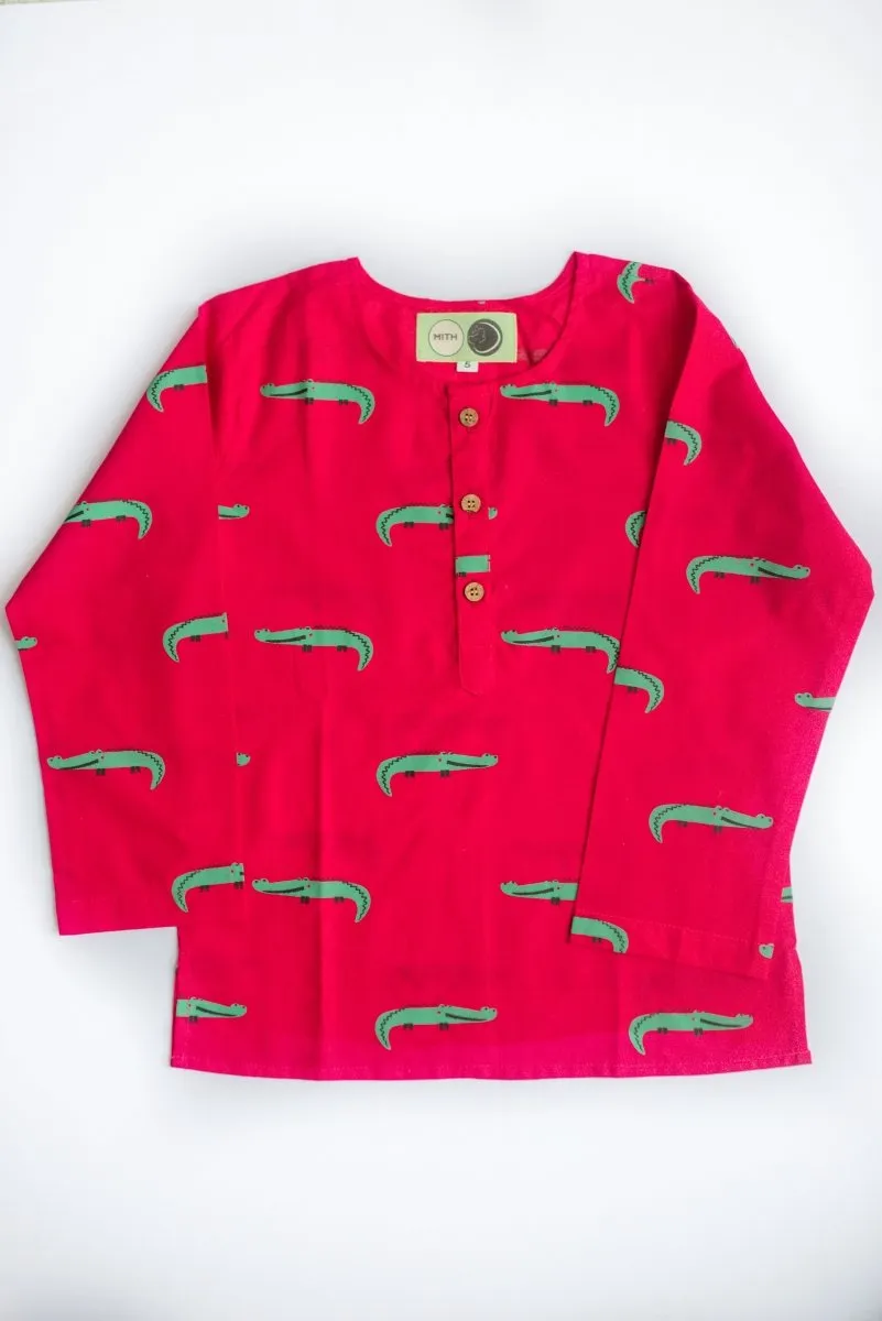 Christmas Crocodile- Unisex Kids Cotton Nightwear