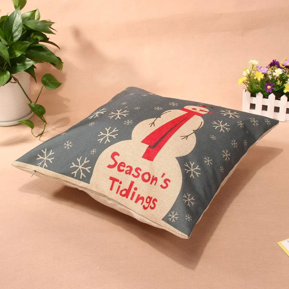 Christmas Cushion Cover Throw Pillows Case Cotton Linen Tree New Year Decor