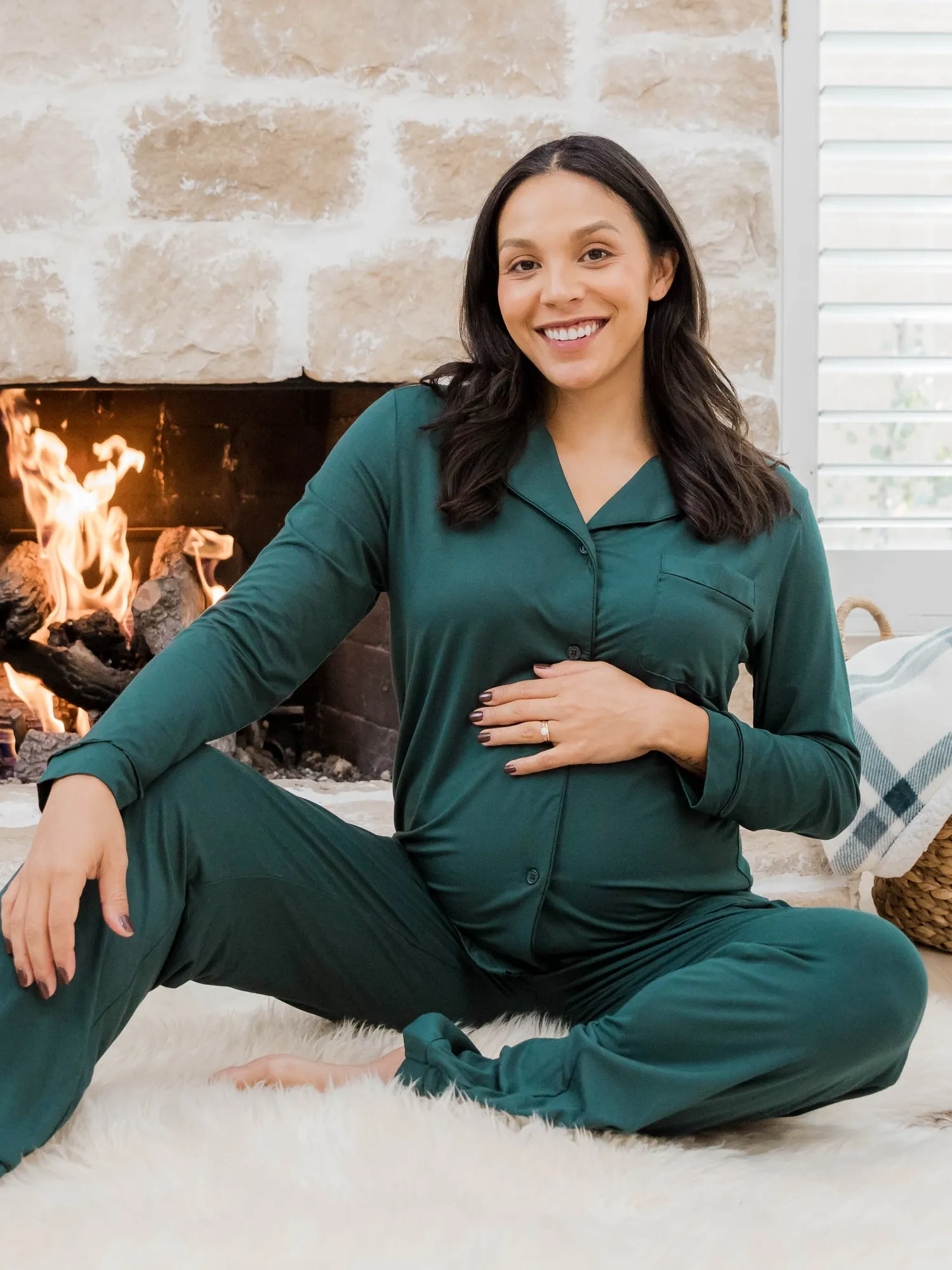 Clea Bamboo Long Sleeve Pajama Set | Evergreen