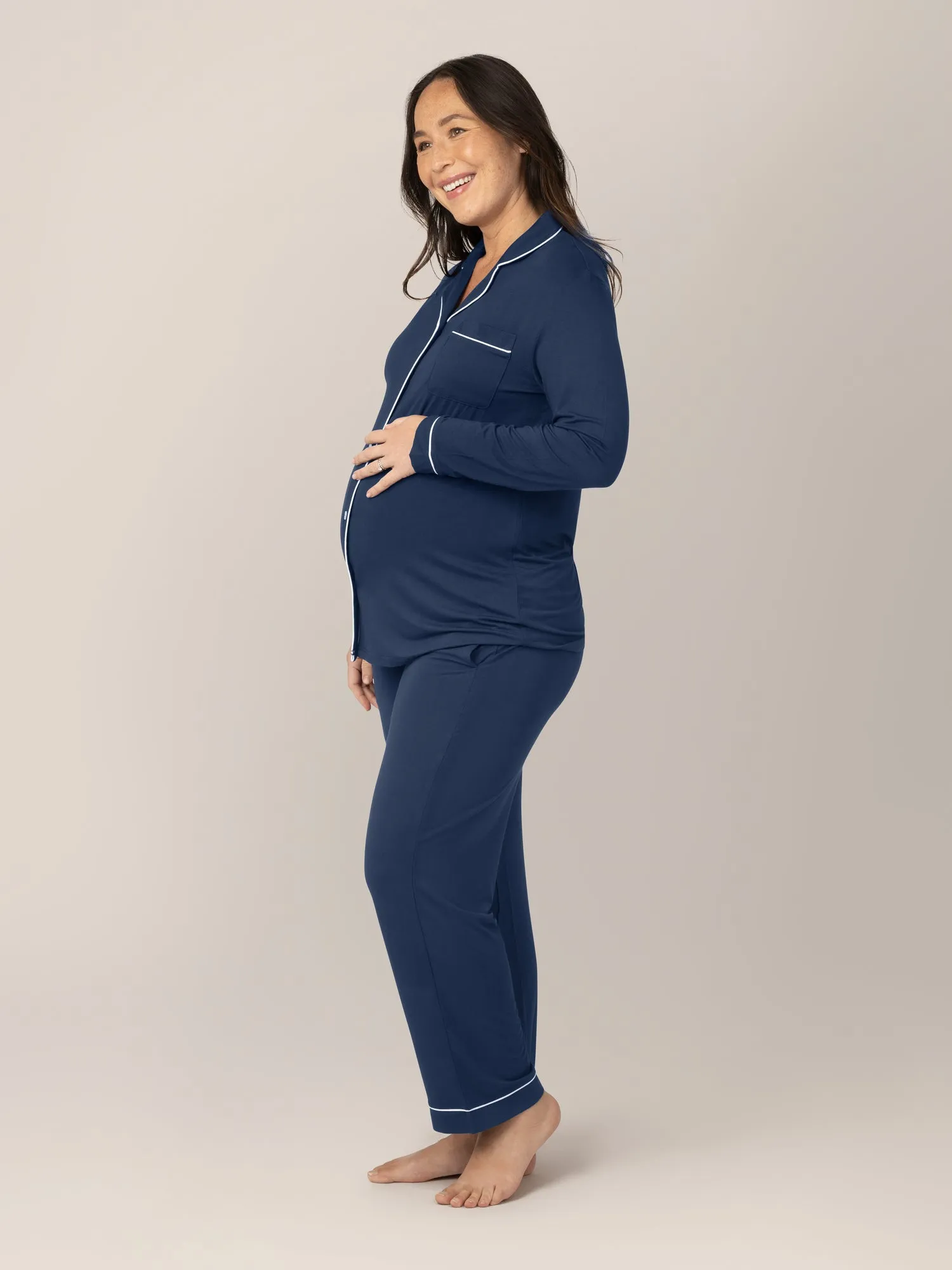 Clea Bamboo Long Sleeve Pajama Set | Navy