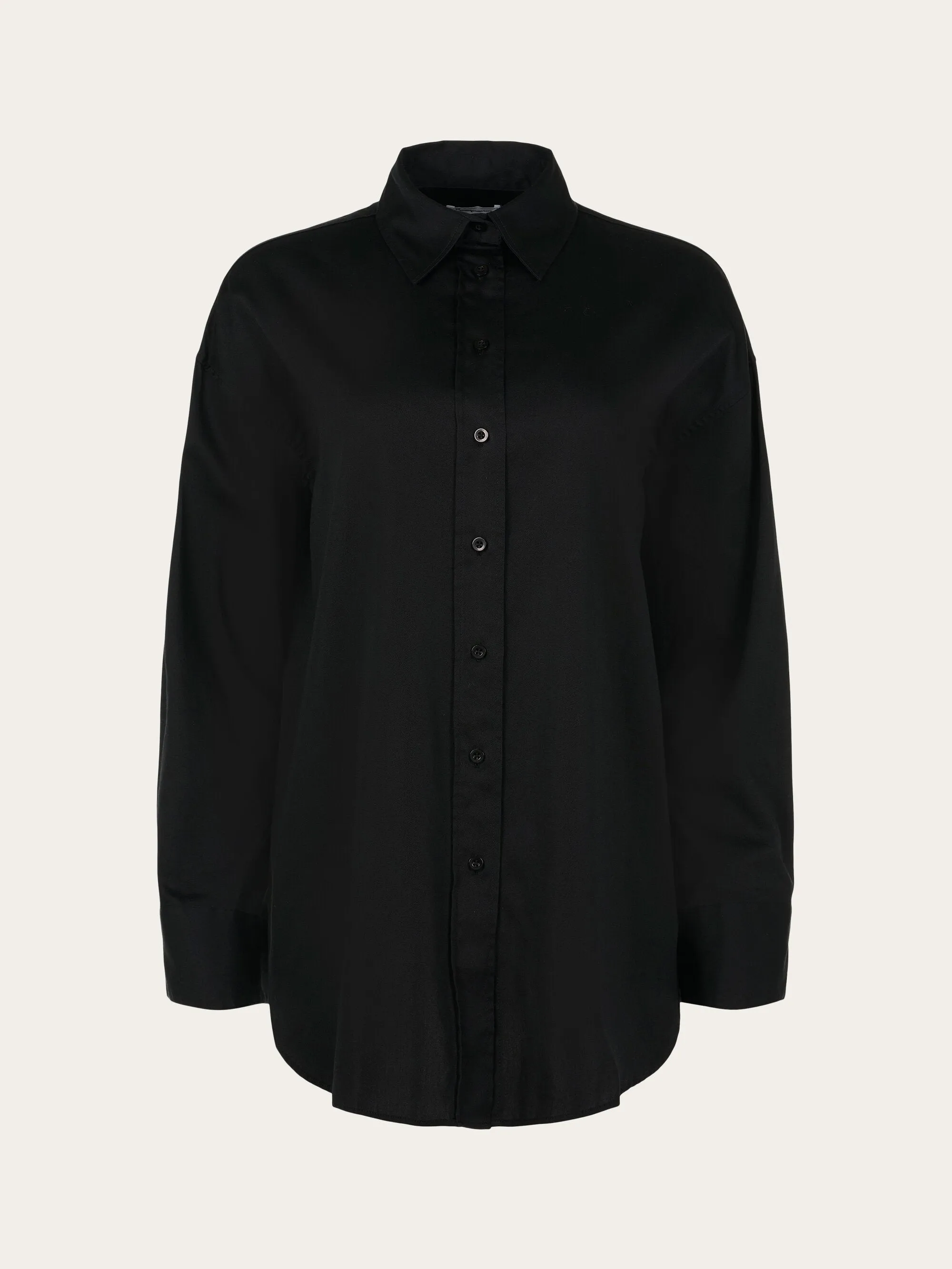 Cotton satin oversized long sleeved shirt - Black Jet