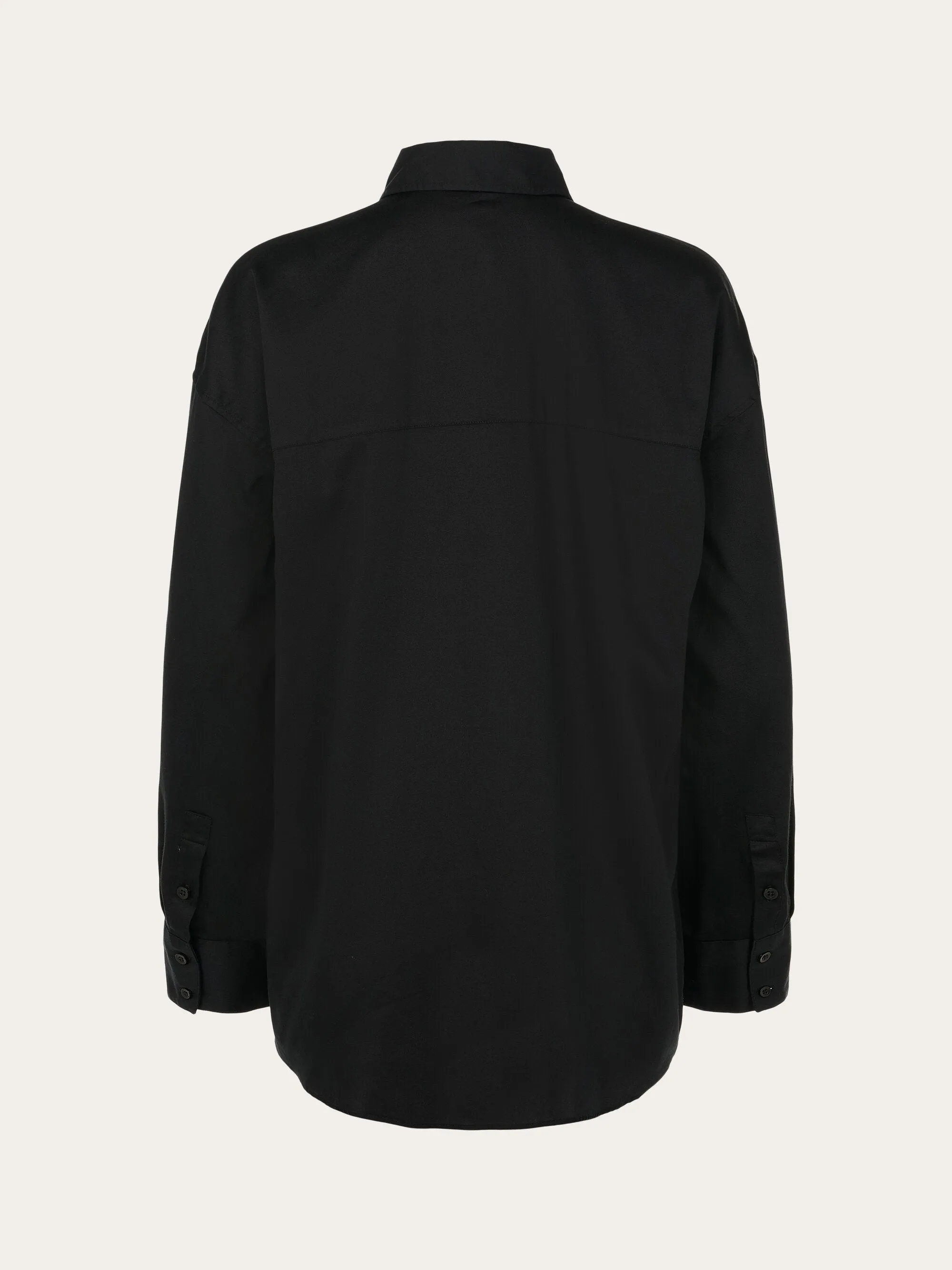 Cotton satin oversized long sleeved shirt - Black Jet