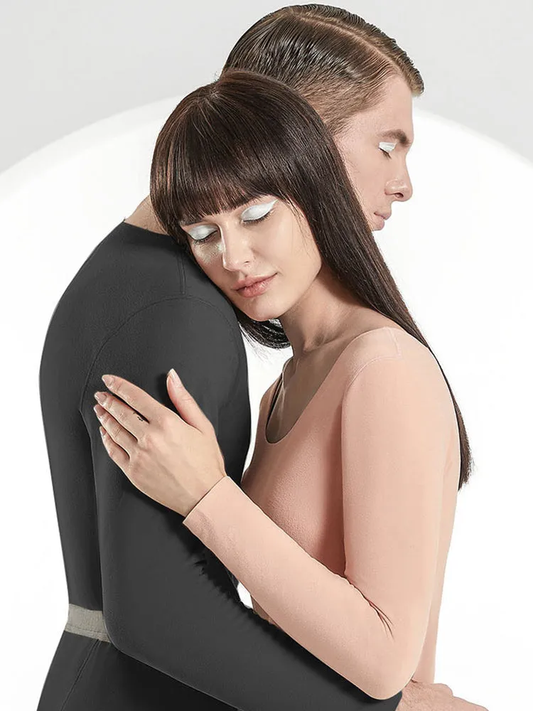 Couples Seamless Antibacterial Brushed Warm Pajamas