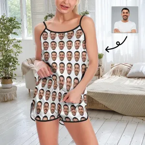 Custom Face Boyfriend Pajamas Sleepwear Personalized Women's Sexy Cami Pajamas Set