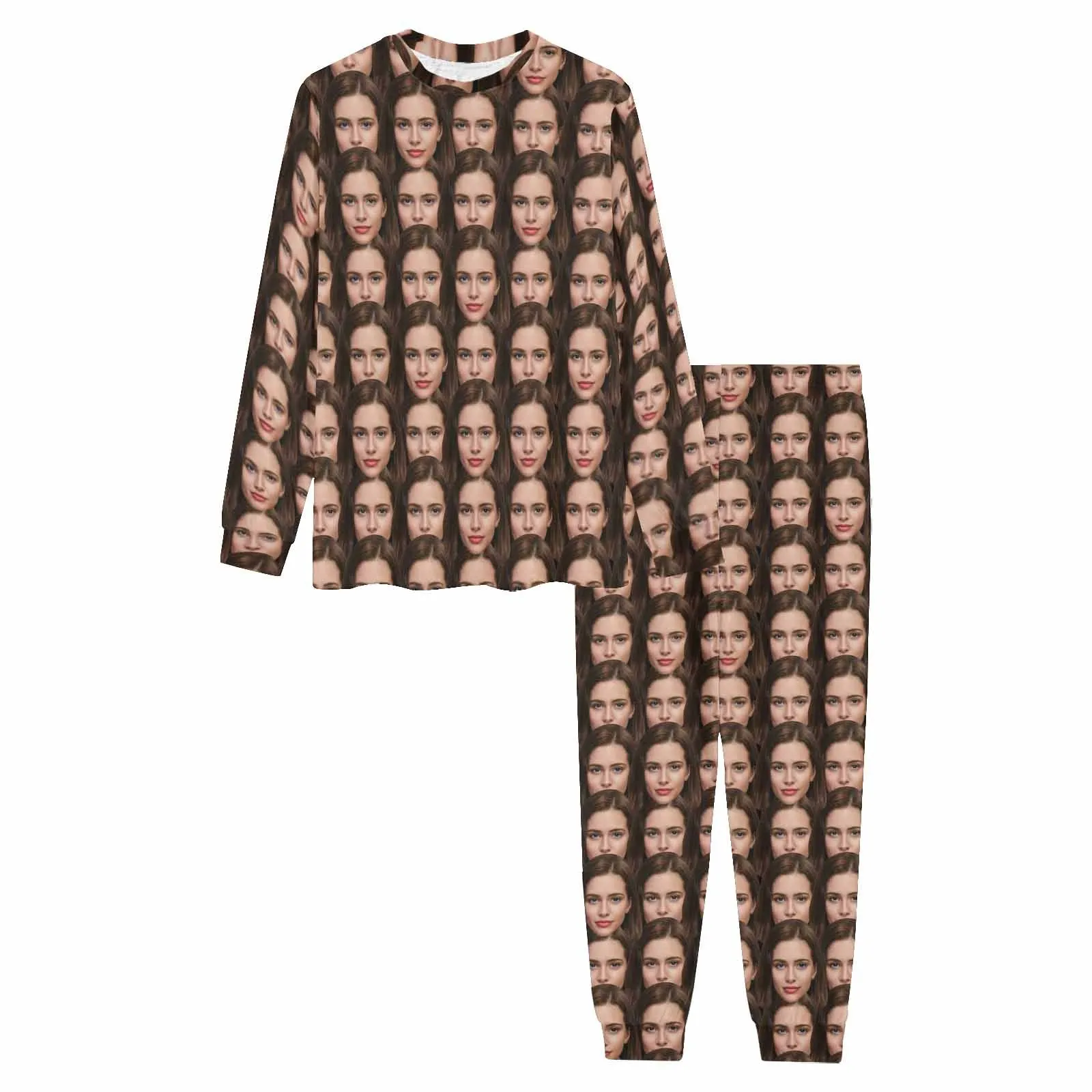 Custom Face Seamless Lover's Head Men's Long Pajama Set