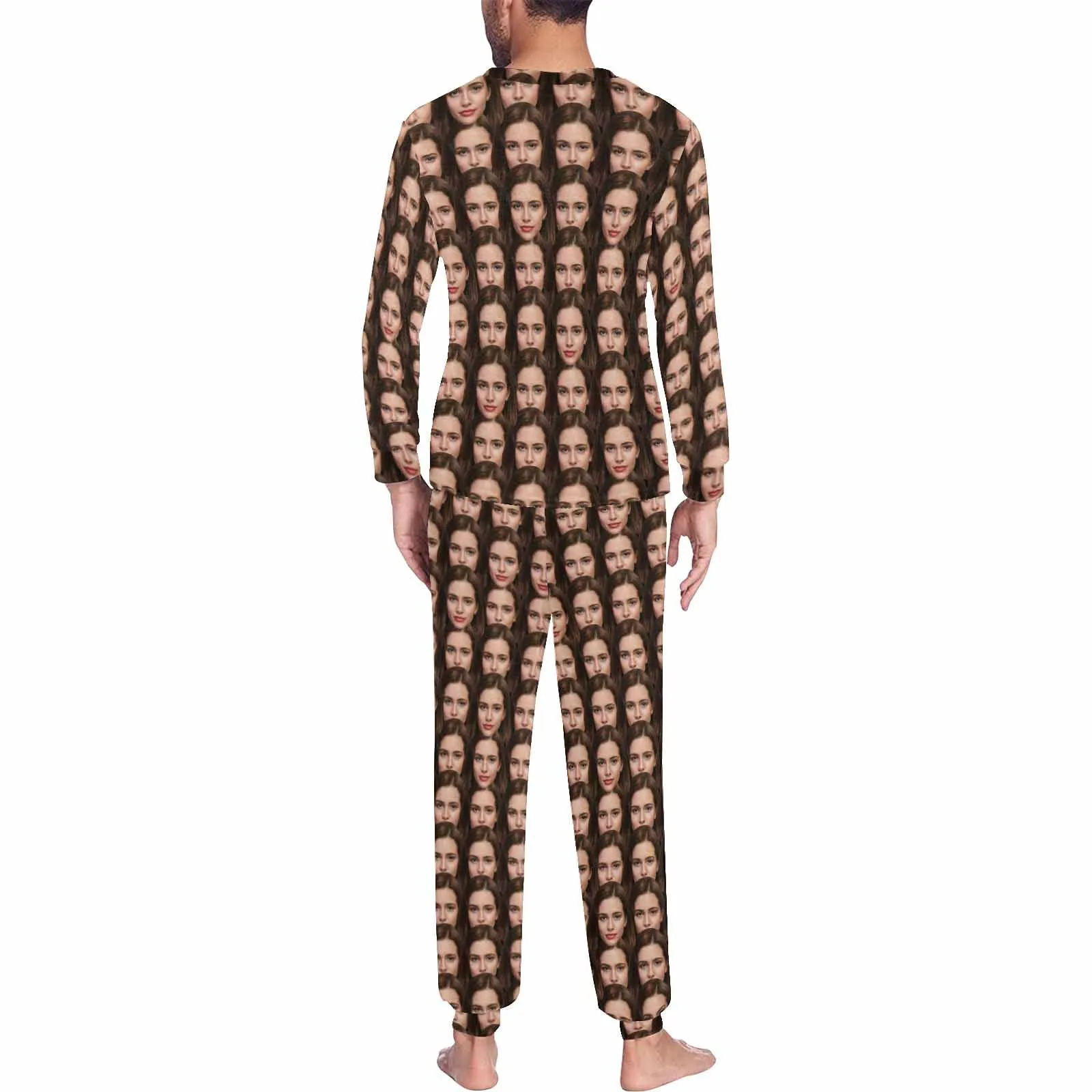 Custom Face Seamless Lover's Head Men's Long Pajama Set