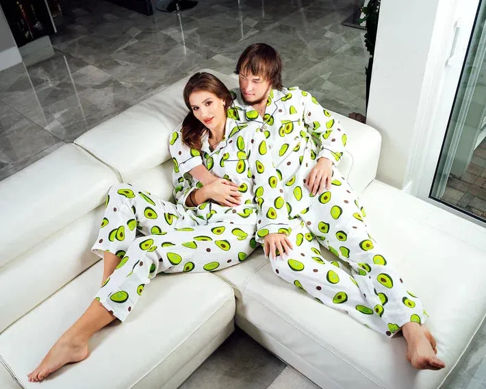 Custom Matching Pajamas Avocado Print, Avocado Pajamas - Script Vinyl