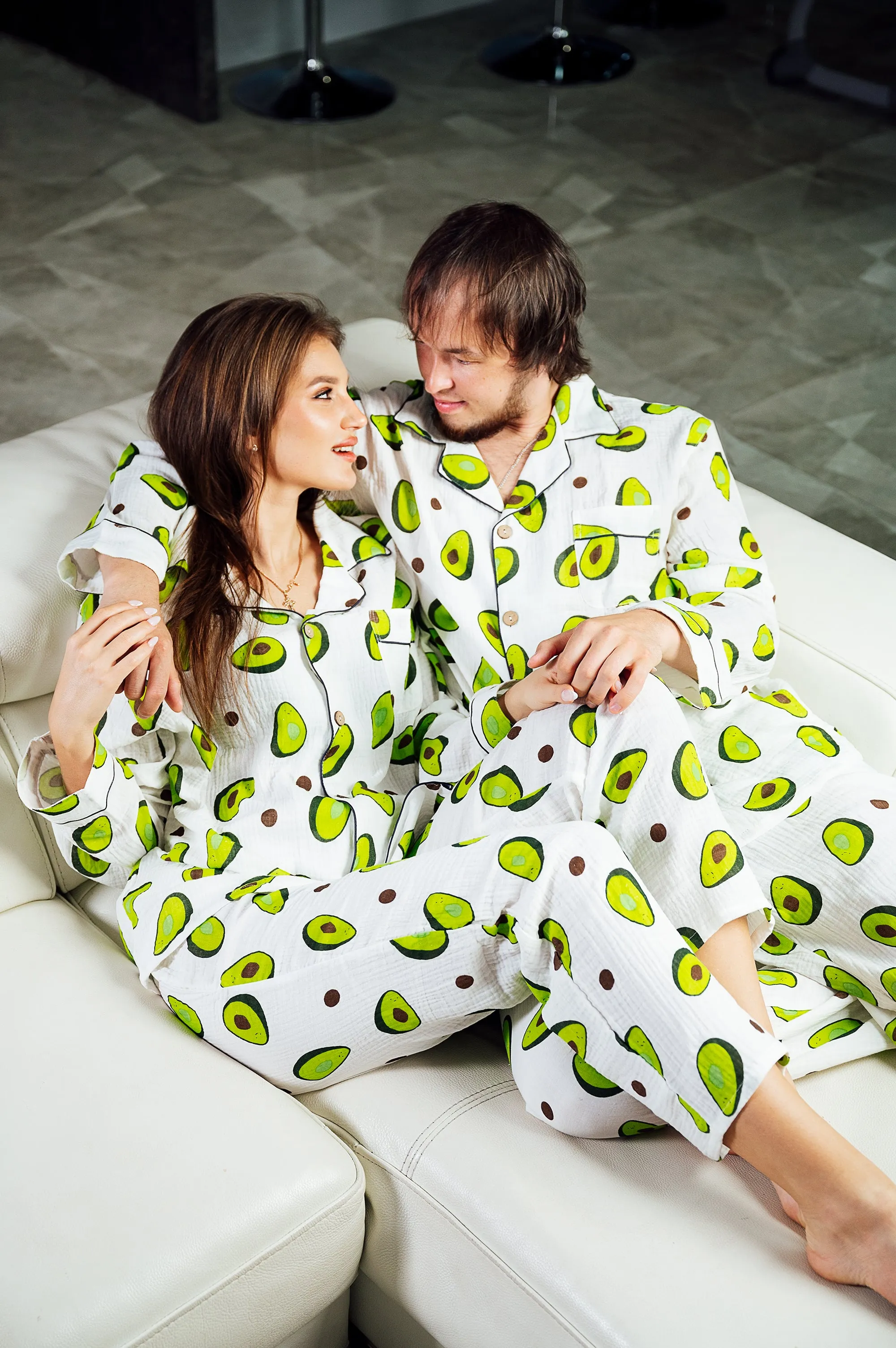 Custom Matching Pajamas Avocado Print, Avocado Pajamas - Script Vinyl