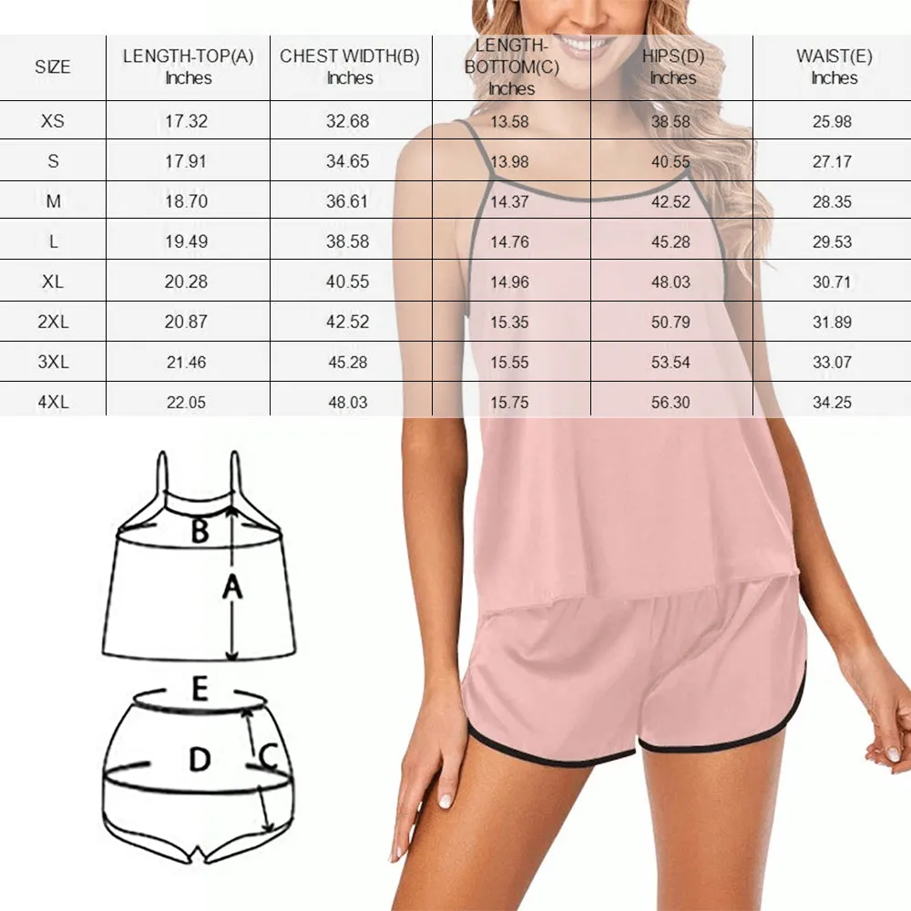 Custom Seamless Face Pajamas Personalized Women's Sexy Cami Pajamas Set