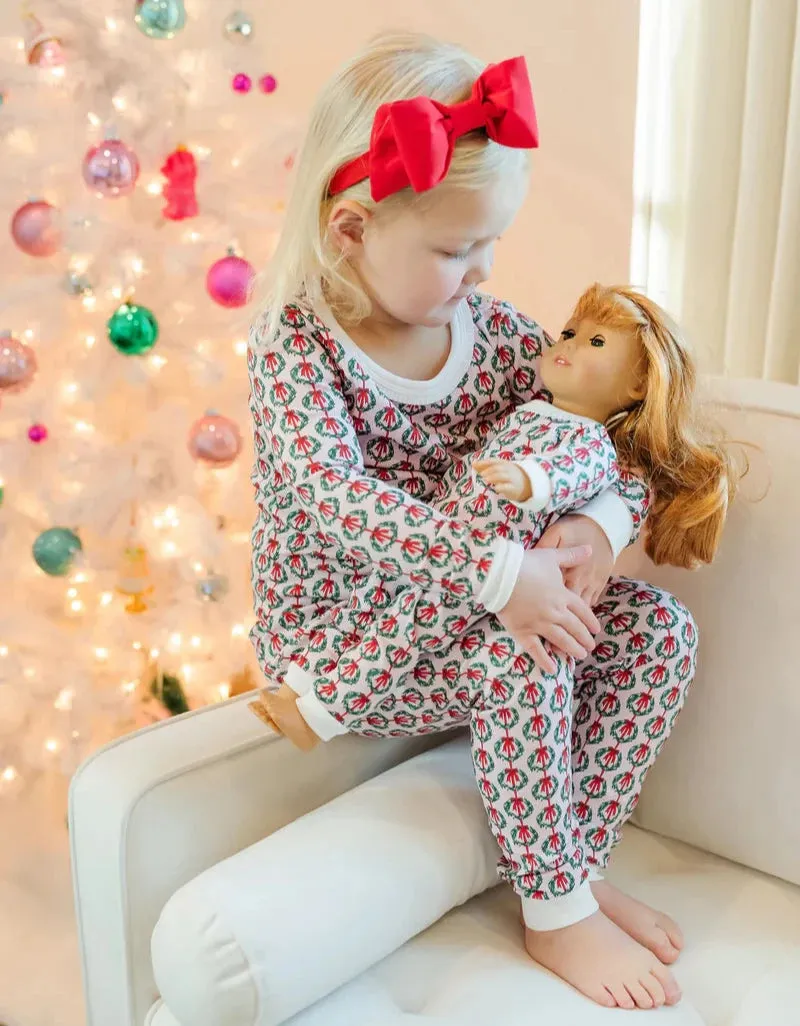 Doll Ava Pajama Set- Pink Wreaths