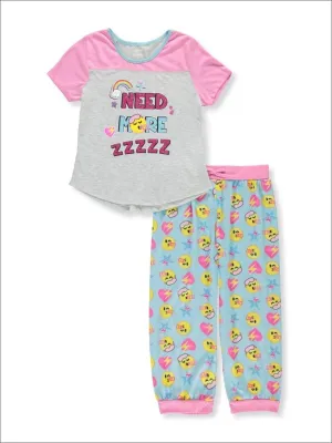 Emojination Big Girls' Need More Zzz 2 Piece Pajama Set, Rose