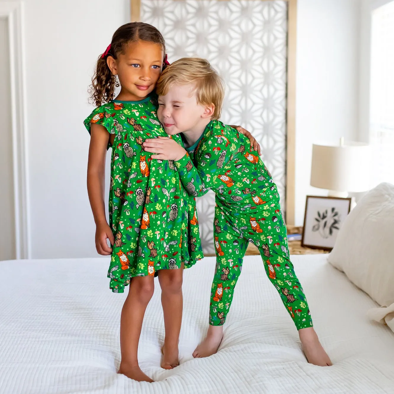 Enchanted Forest Woodland Animals Long Sleeve Pajama Set (12M-12Y)