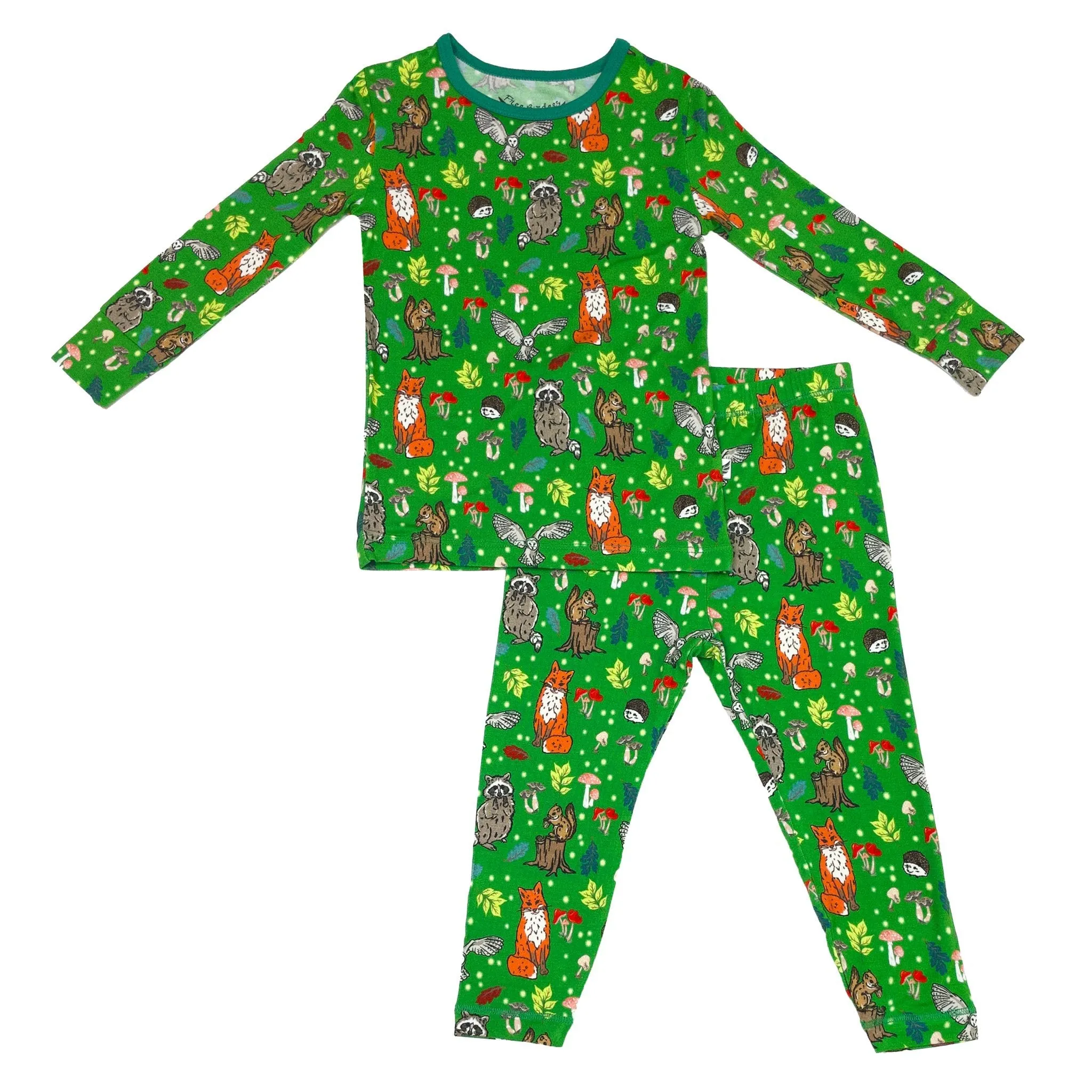 Enchanted Forest Woodland Animals Long Sleeve Pajama Set (12M-12Y)