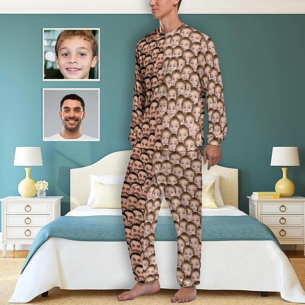 Fathers Day Pajama Set Custom Face Seamless Dad Love Kids Sleepwear Personalized Photo Men's Pajamas