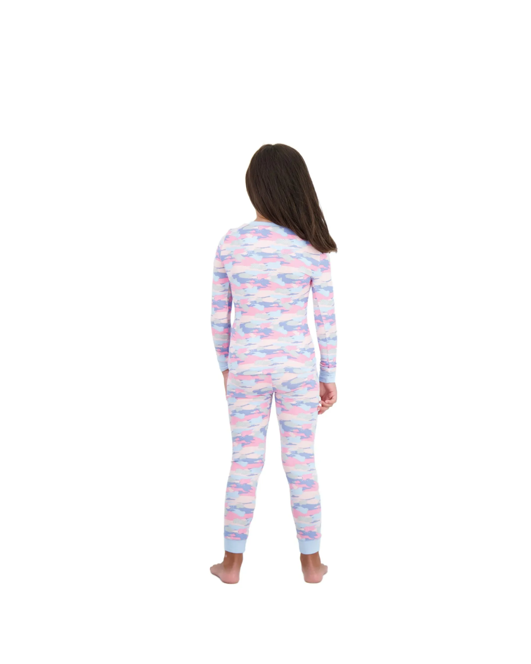 Girls 2-Piece Super Soft Jersey Snug-Fit Pajama Set- Camo, Multicolored Pajama Set for Girls