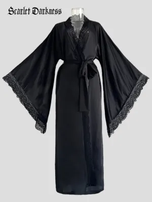 Gothic Sexy Satin Lace Nightgown Women Pajamas