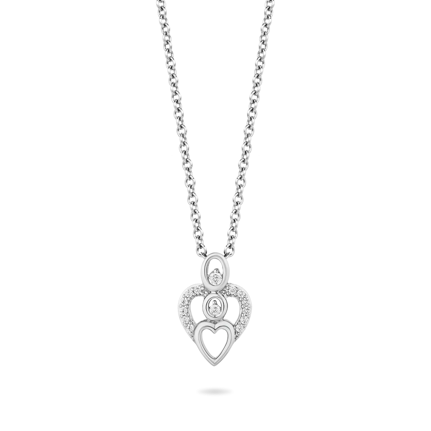 Hallmark Fine Jewelry Mother and Child Pendant in Sterling Silver with 1/10 Cttw of Diamonds