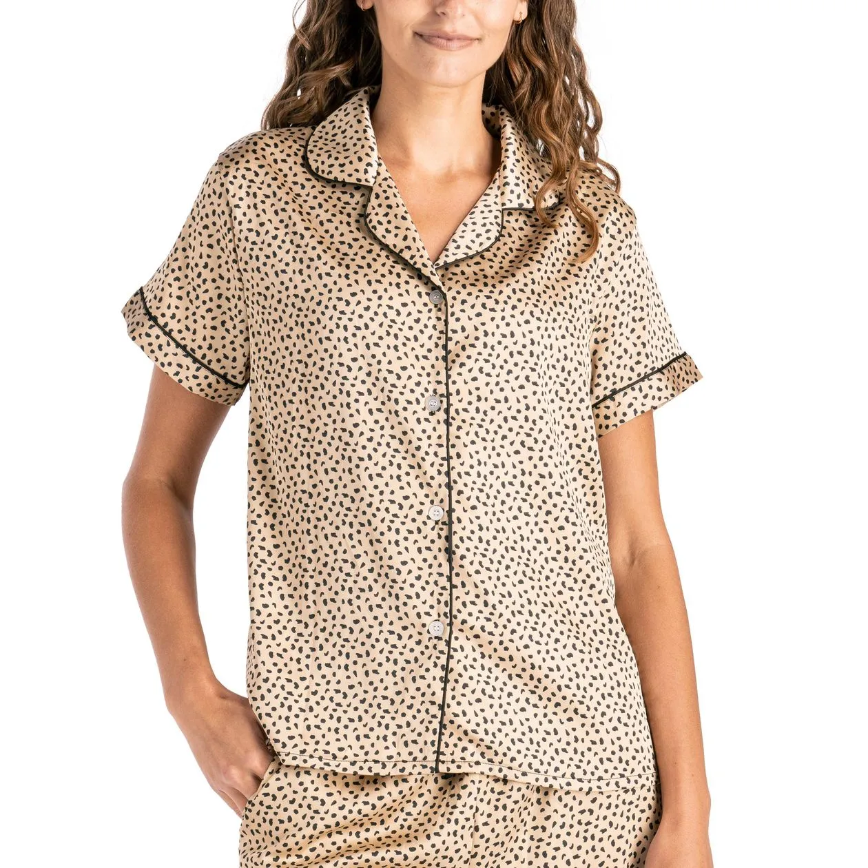 Hello Mello Satin Pajama Top - Ooh La Leopard